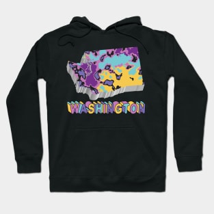 Washington State Map Art Hoodie